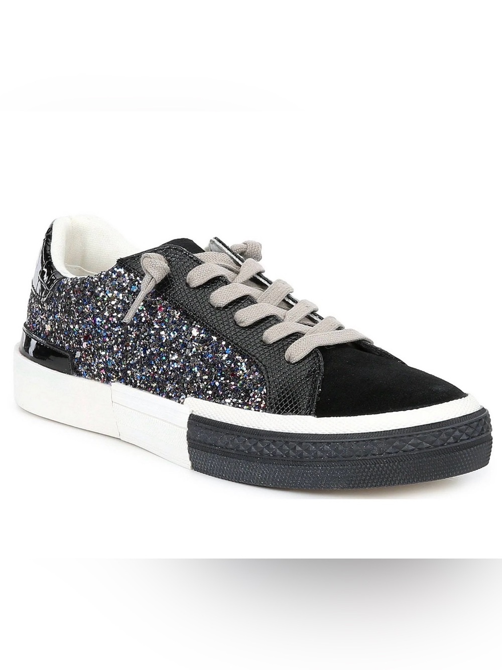 Steve Madden Black Sneakers with Multicolor Glitter Panels